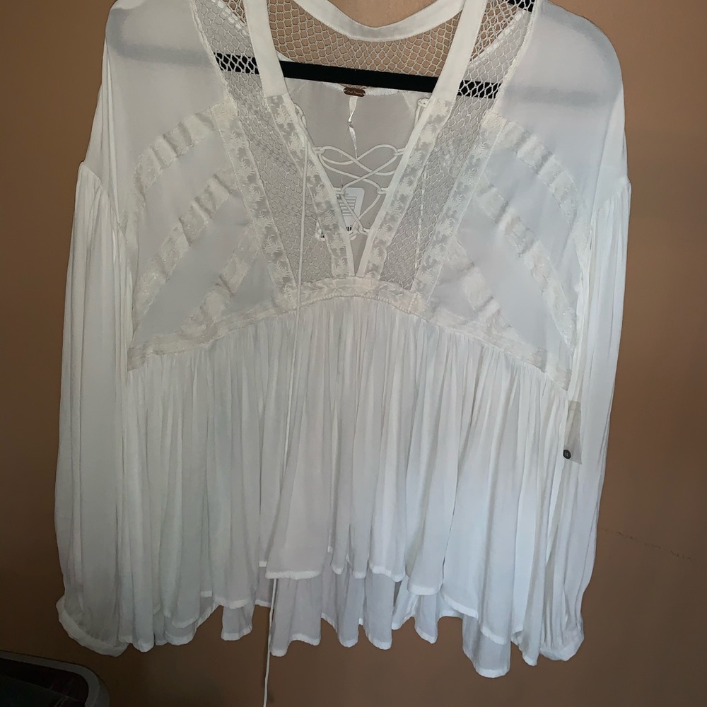 NWT Free People Ivory Peasant Top